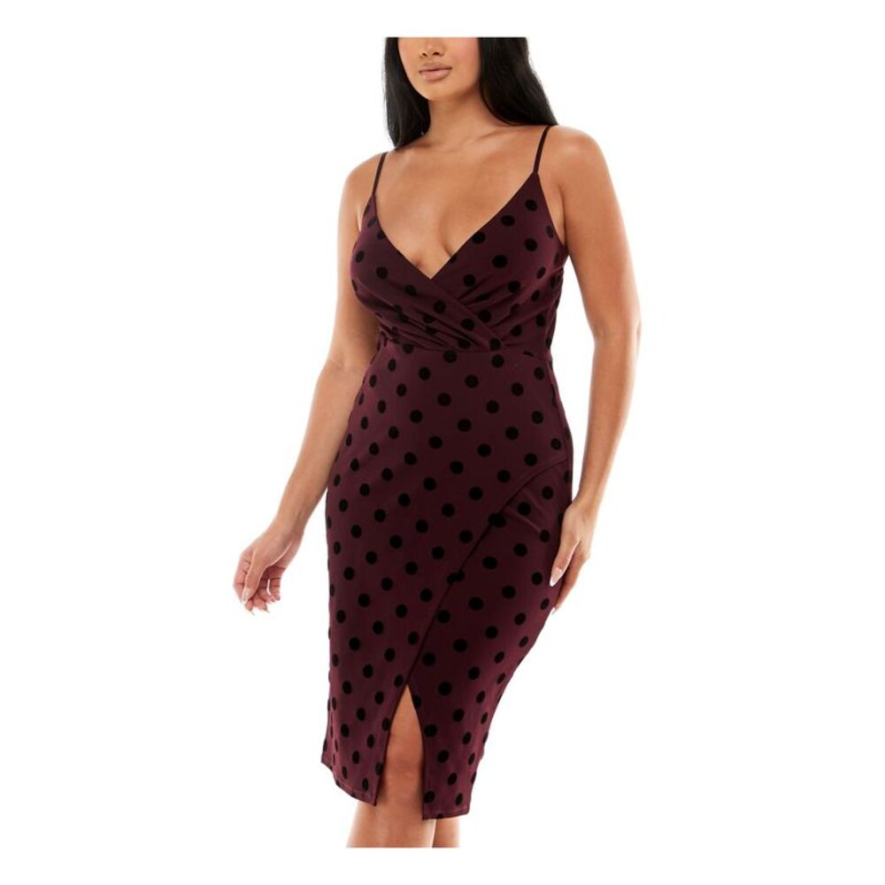 SPEECHLESS Womens Dress Spaghetti Strap Adjustable Straps Velvet Detail - Picture 3 of 5